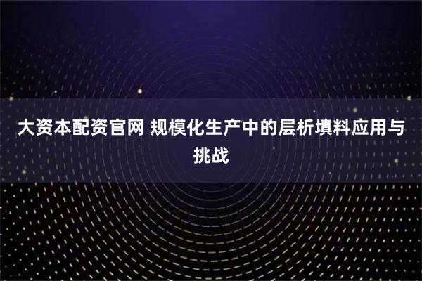 大资本配资官网 规模化生产中的层析填料应用与挑战