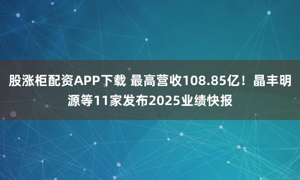 股涨柜配资APP下载 最高营收108.85亿！晶丰明源等11家发布2025业绩快报